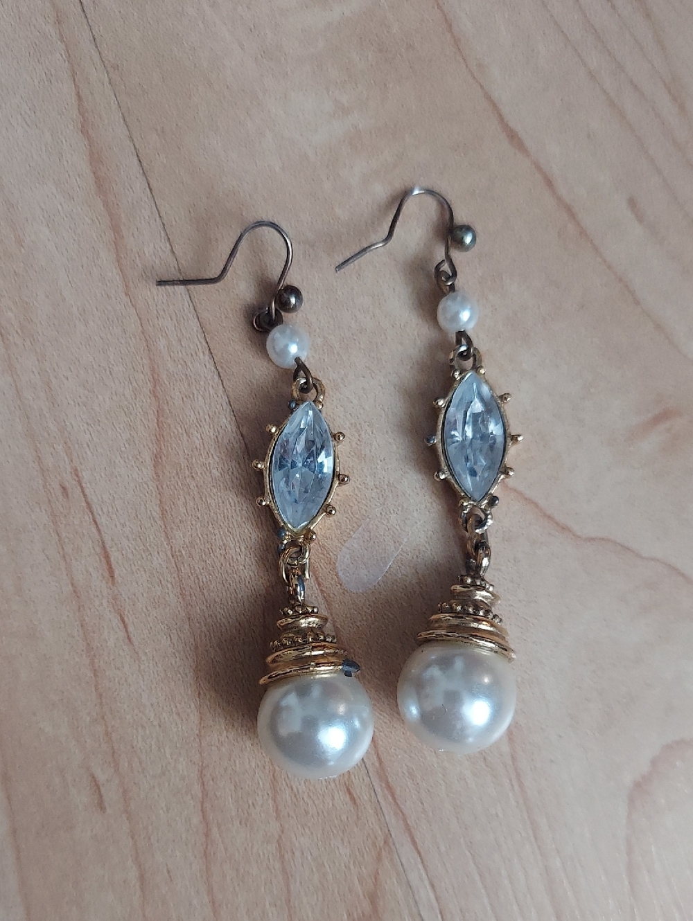 Crystal Faux Pearl Drop Earrings
